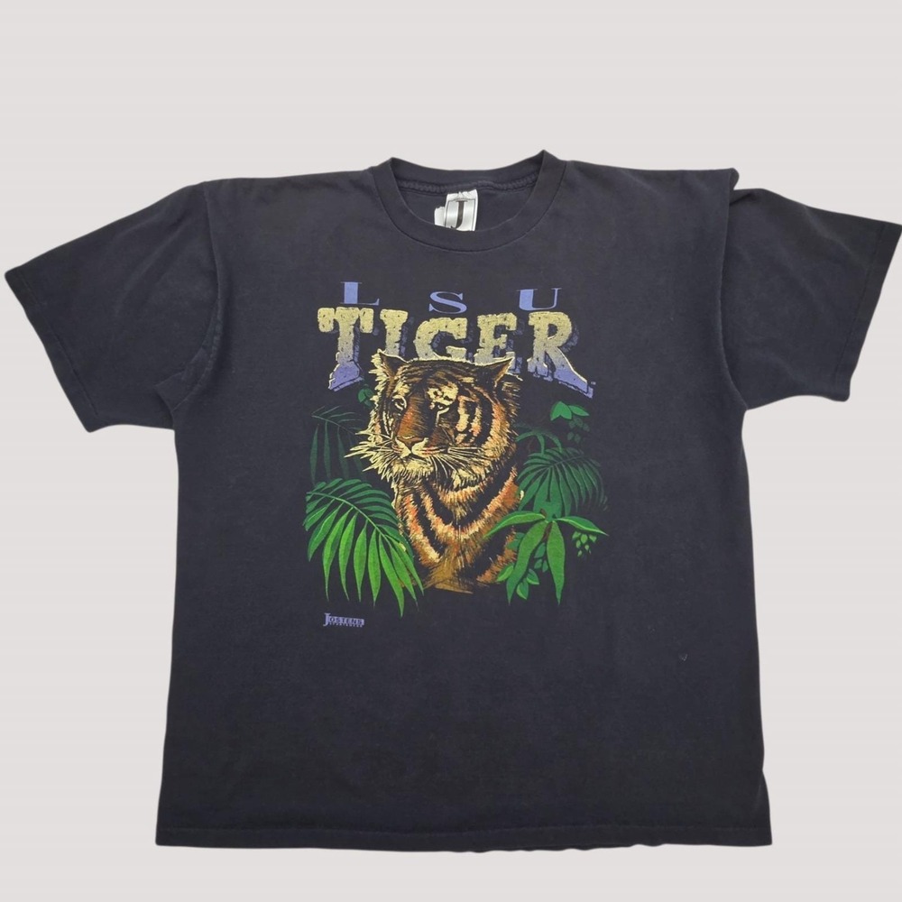 Vintage LSU Tiger Single Stitch Jostens Sportswear  Graphic T Shirt XL Black USA